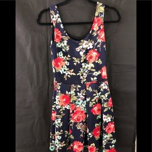Navy blue floral dress